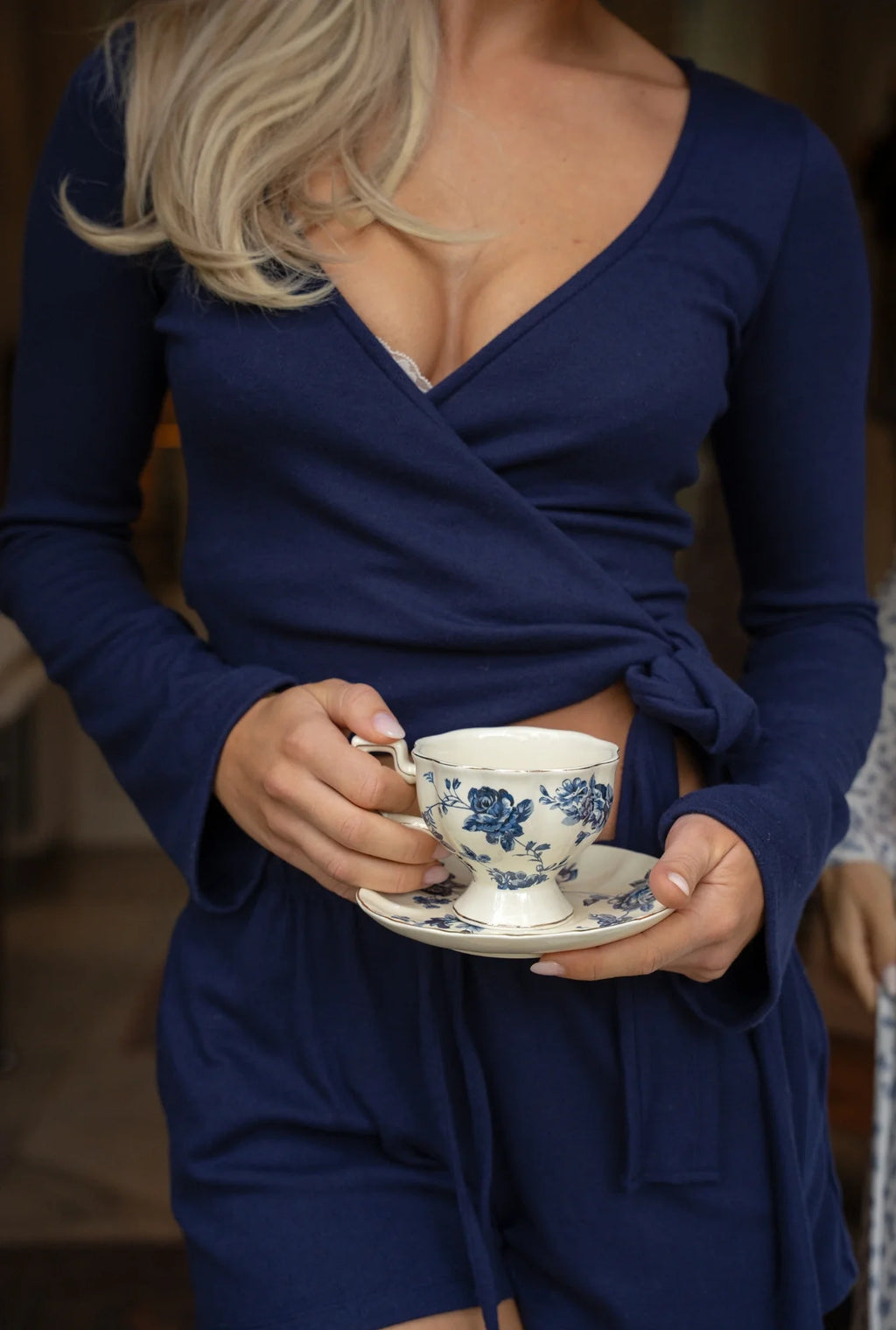 Kamizelka wrap pointelle Midnight